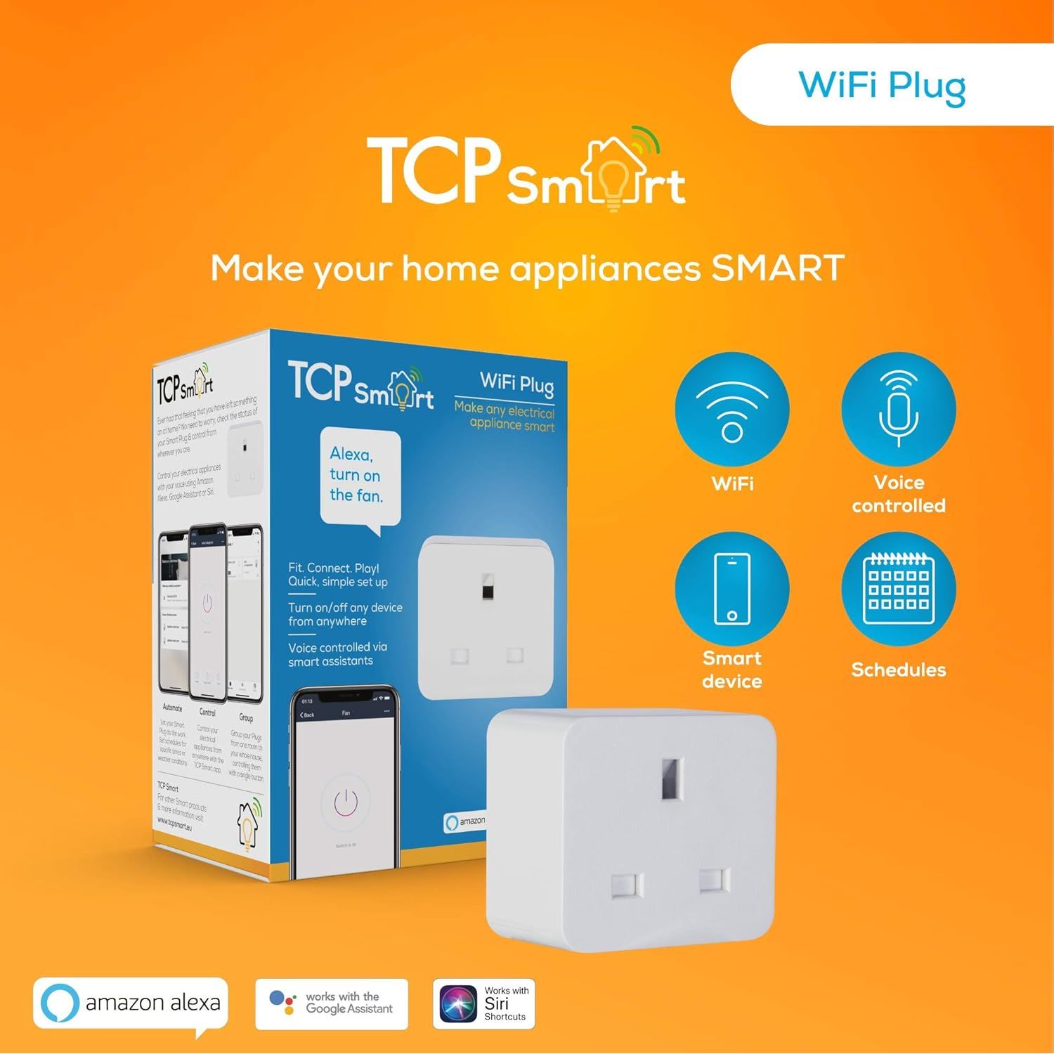 Buy TCP Smart,TCP Smart Wi-Fi Plug Socket – UK, Works with Alexa/Google/Siri, App Control, No Hub, White - Gadcet UK | UK | London | Scotland | Wales| Near Me | Cheap | Pay In 3 | Power Adapters & Chargers